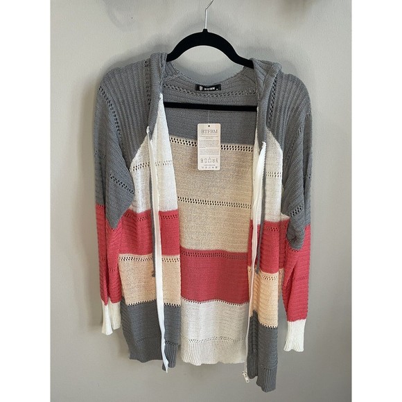 BTFBM Multi-Color Zipper Sweater With Hood. XL - Picture 2 of 4